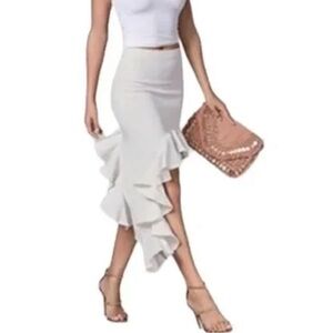 Asymmetrical white denim skirt VENUS / US 2
